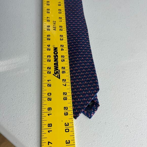 Salvatore Ferragamo Men's Silk Necktie Blue/ Pink Geometric Print Made In Italy - Picture 8 of 10